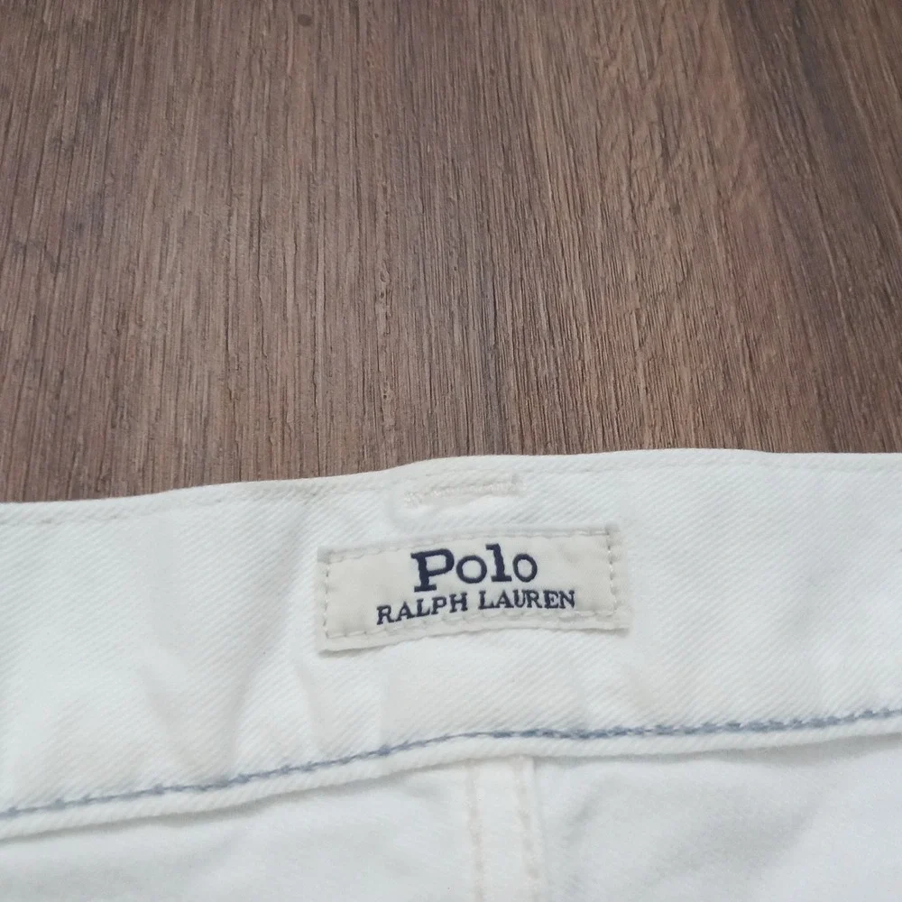 Polo Ralph Lauren Mens White Denim Jeans 38x30 Slim Straight Button Fly Stretch